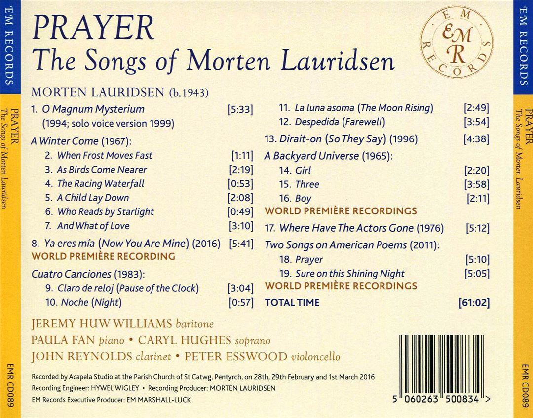 Prayer: The Songs of Morten Lauridsen cover art