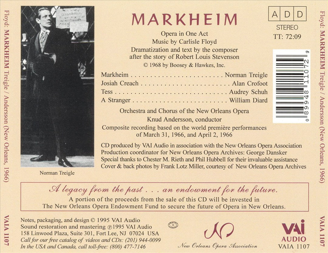 Markheim: Opera in One Act by Carlisle Floyd cover art
