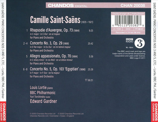 Saint-Saëns: Piano Concertos Nos. 3 and 5 'Egyptian'; Allegro appassionato; Rhapsodie d'Auvergne cover art