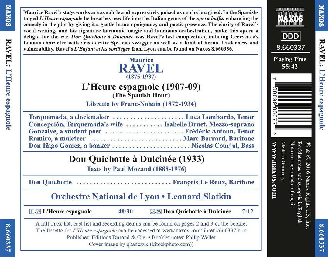 Ravel: L'Heure espagnole; Don Quichotte à Dulcinée cover art