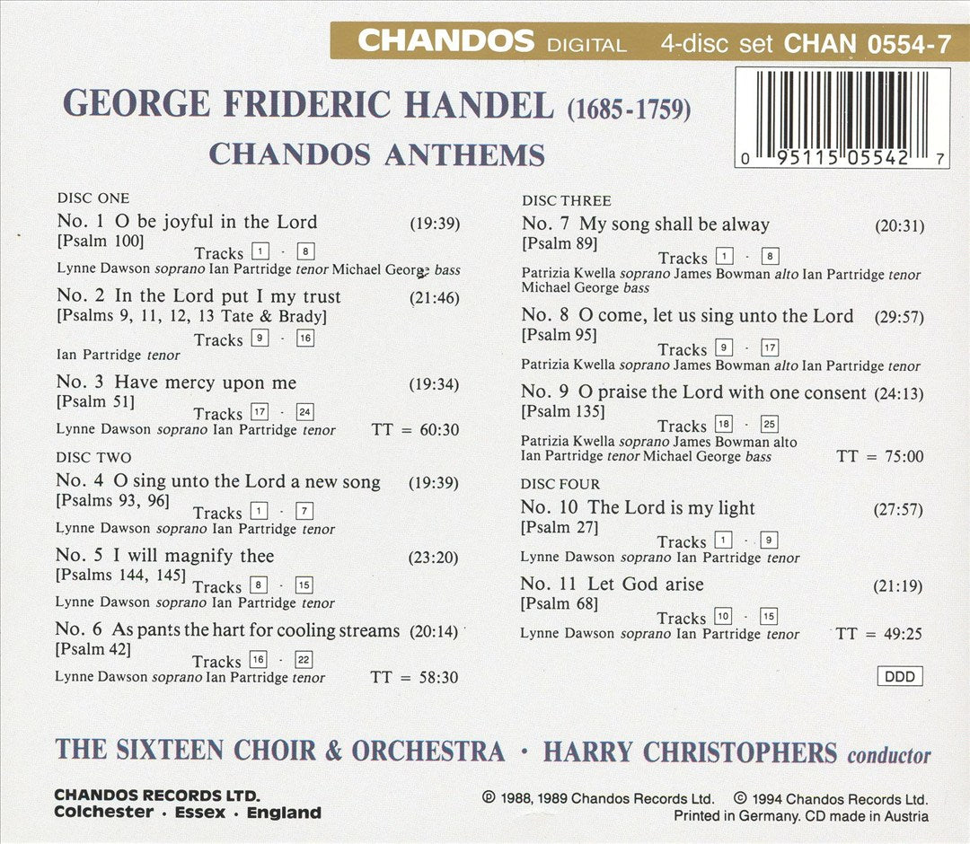 Handel: Chandos Anthems cover art