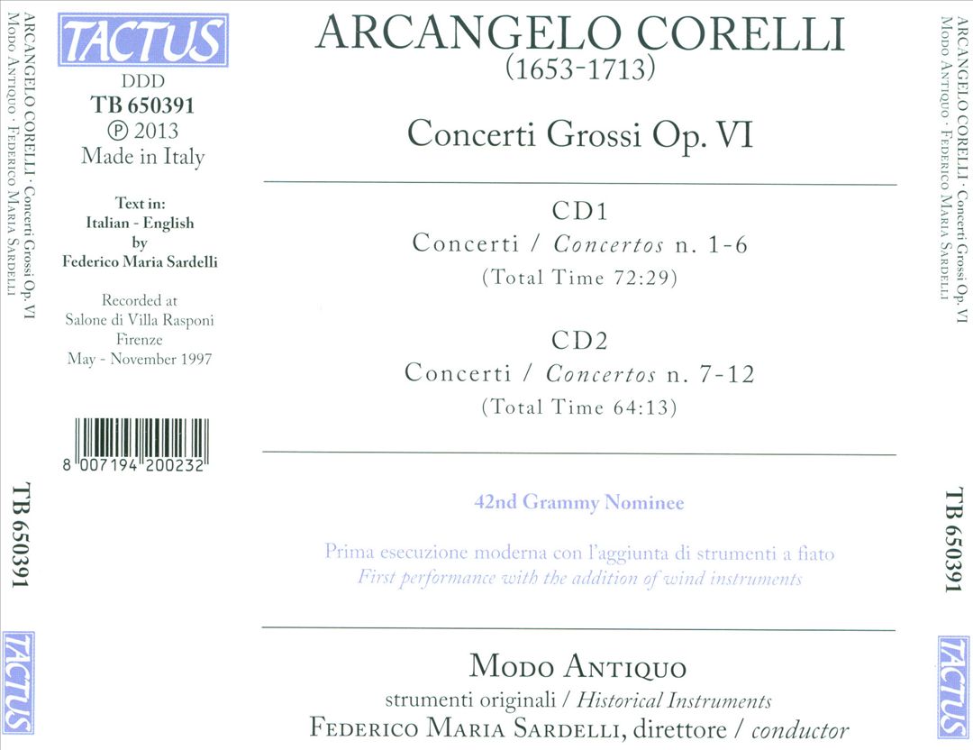 Corelli: Concerto Grossi, Op. VI cover art