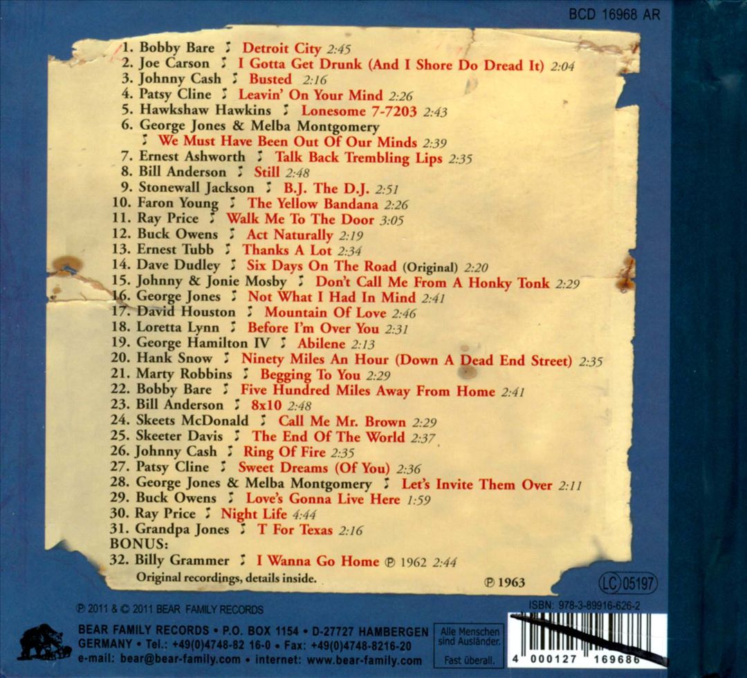 Dim Lights, Thick Smoke and Hillbilly Music: 1963 cover art