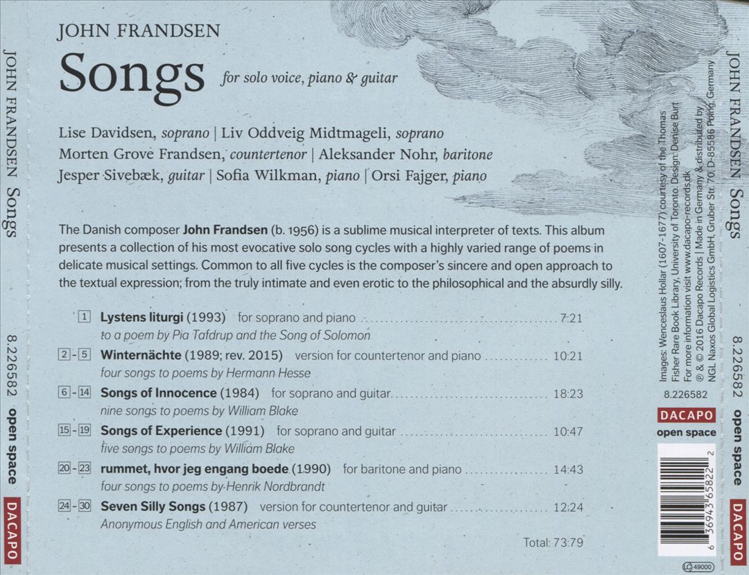 John Frandsen: Songs for solo voice, piano & guitar cover art