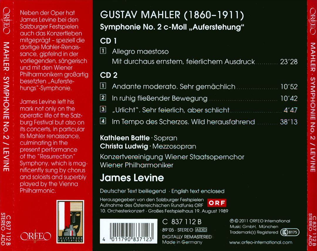 Mahler: Symphonie No. 2 'Auferstehung' cover art