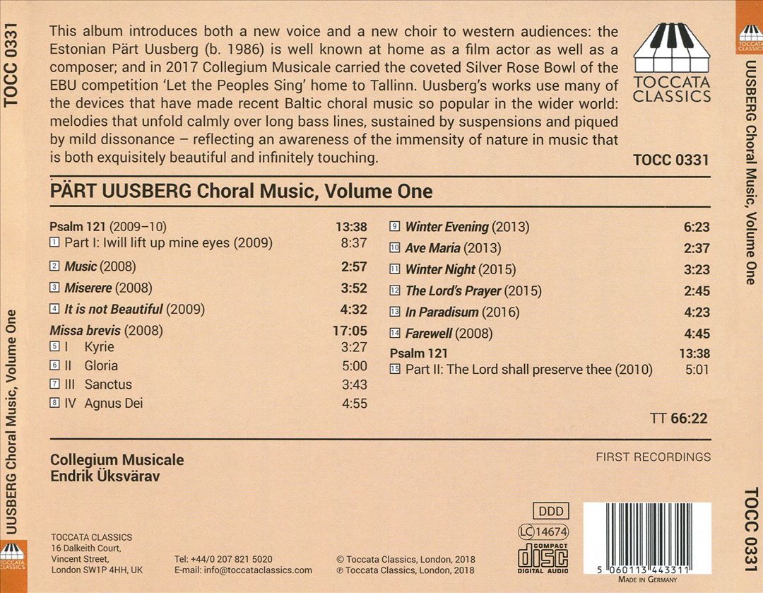 Pärt Uusberg: Choral Music, Vol. 1 cover art
