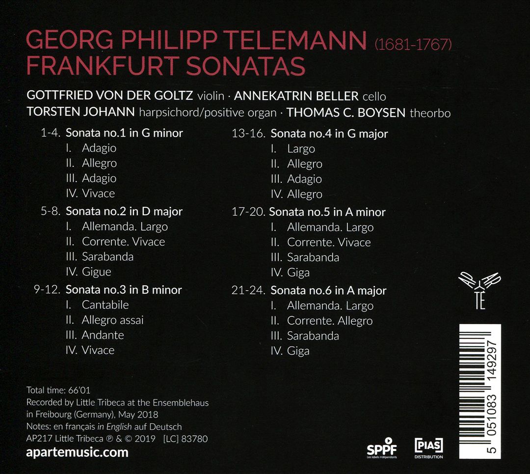 Telemann: Frankfurt Sonatas cover art