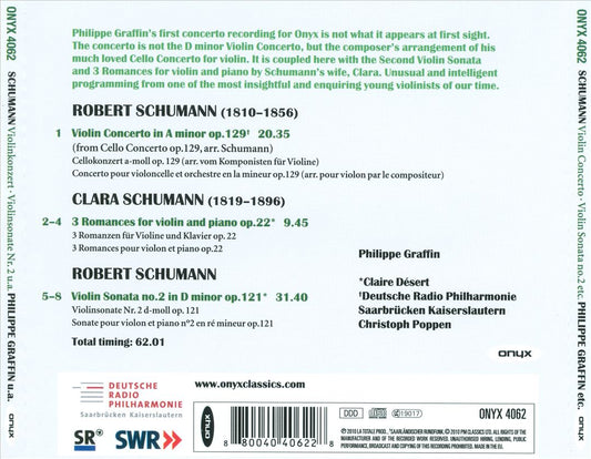Schumann: Violin Concerto; Violin Sonata No. 2 cover art