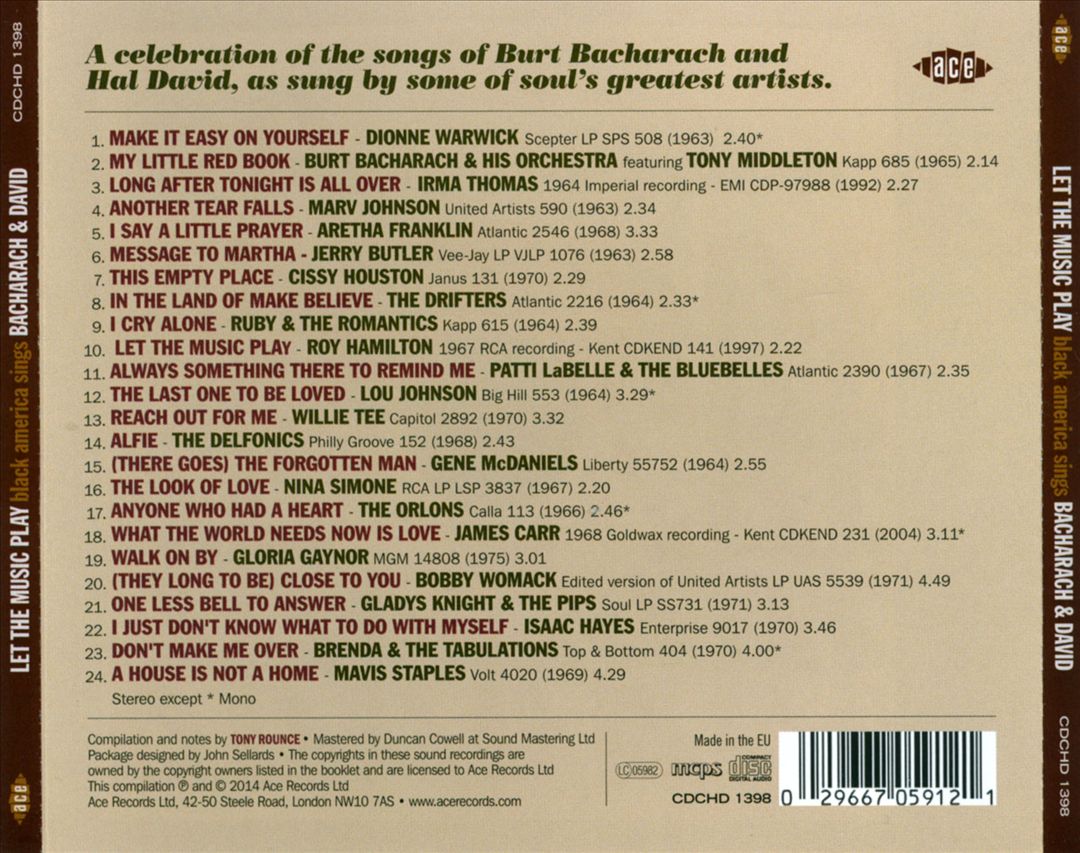 Let the Music Play: Black America Sings Bacharach & David cover art