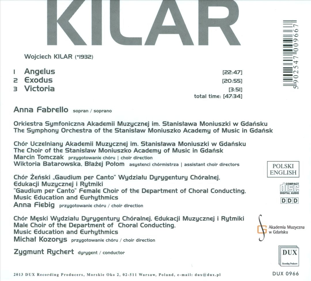 Wojciech Kilar: Angelus; Exodus; Victoria cover art
