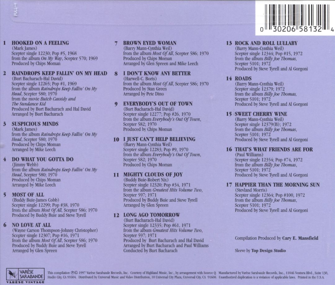 Very Best of B.J. Thomas [Varese] cover art