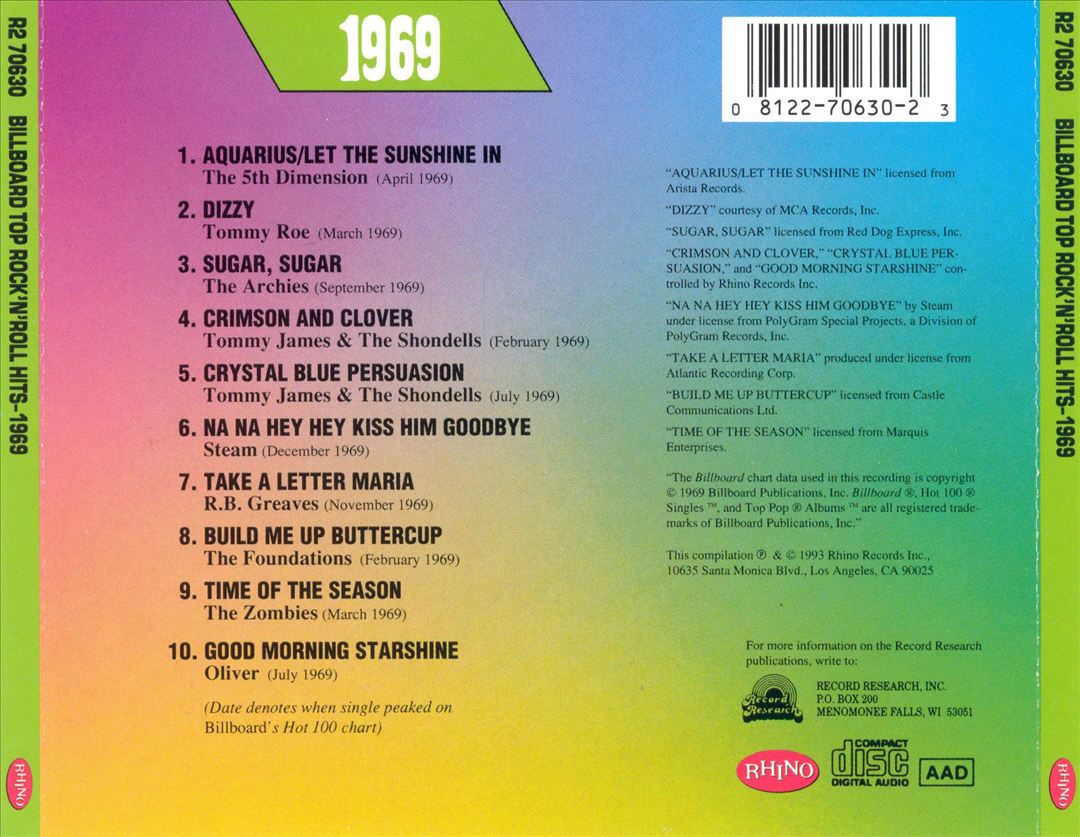 Billboard Top Rock & Roll Hits: 1969 cover art