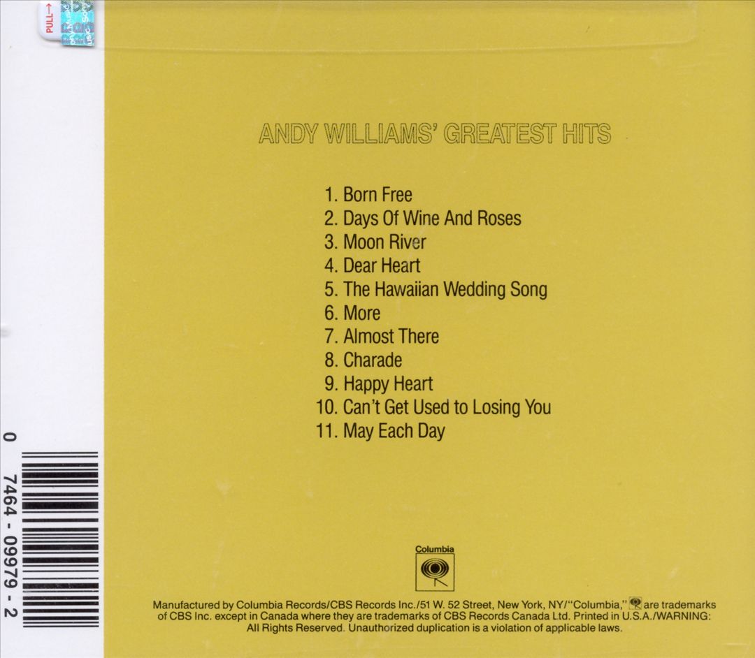 Andy Williams' Greatest Hits cover art