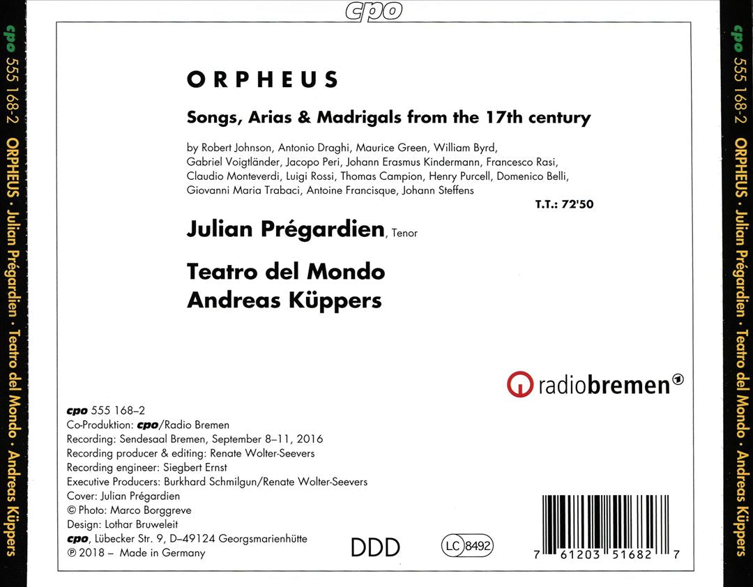 Orpheus: Songs, Arias & Madrigals cover art