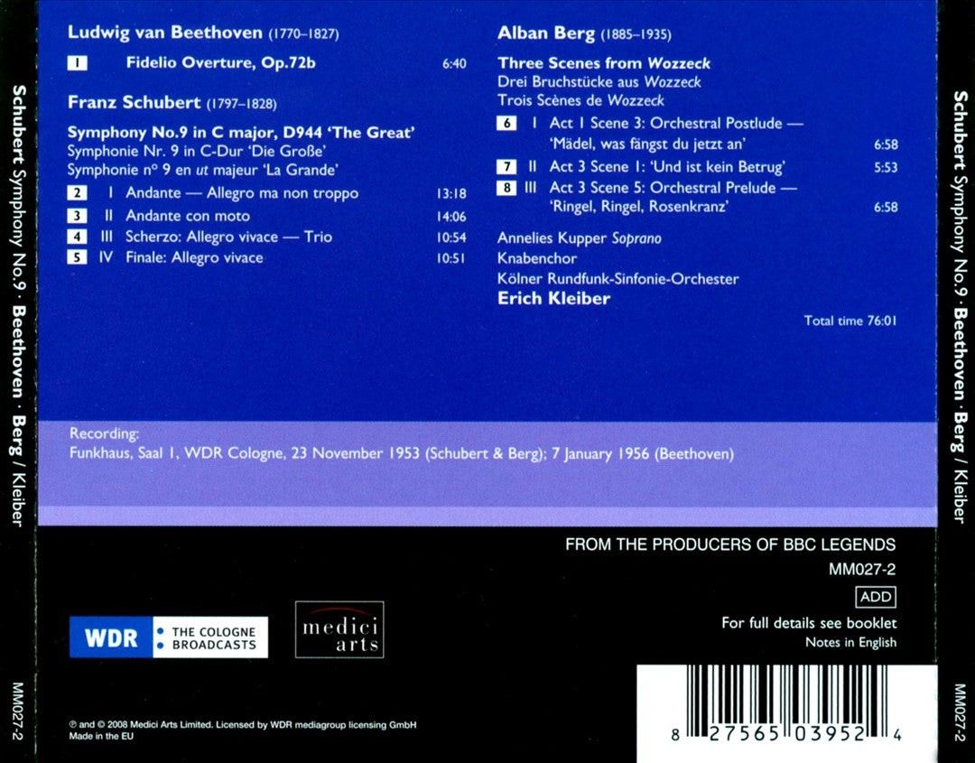 Beethoven: Fidelio Overture; Schubert: Symphony No. 9; Berg: Scenes from Wozzeck cover art