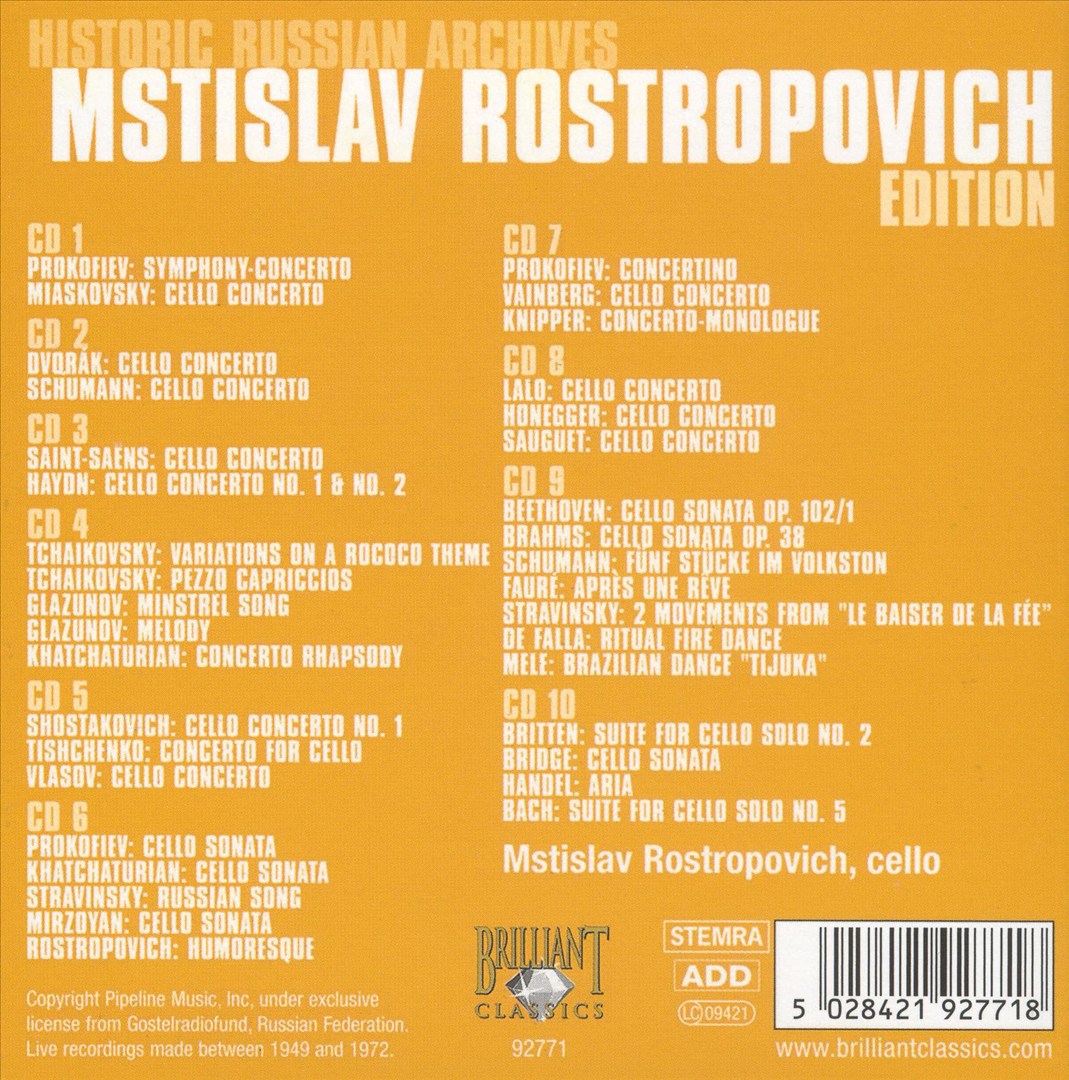 Historic Russian Archives: Mstislav Rostropovich Edition cover art