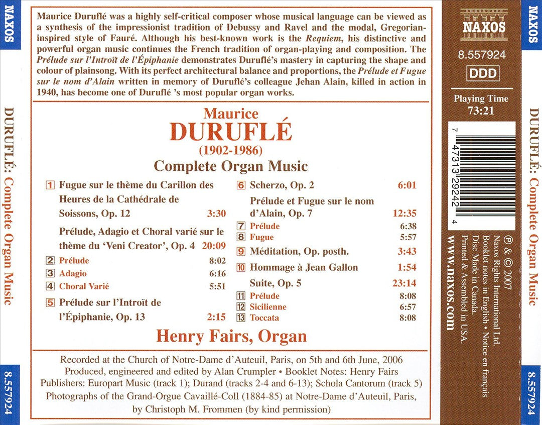 Duruflé: Organ Music (Complete) cover art