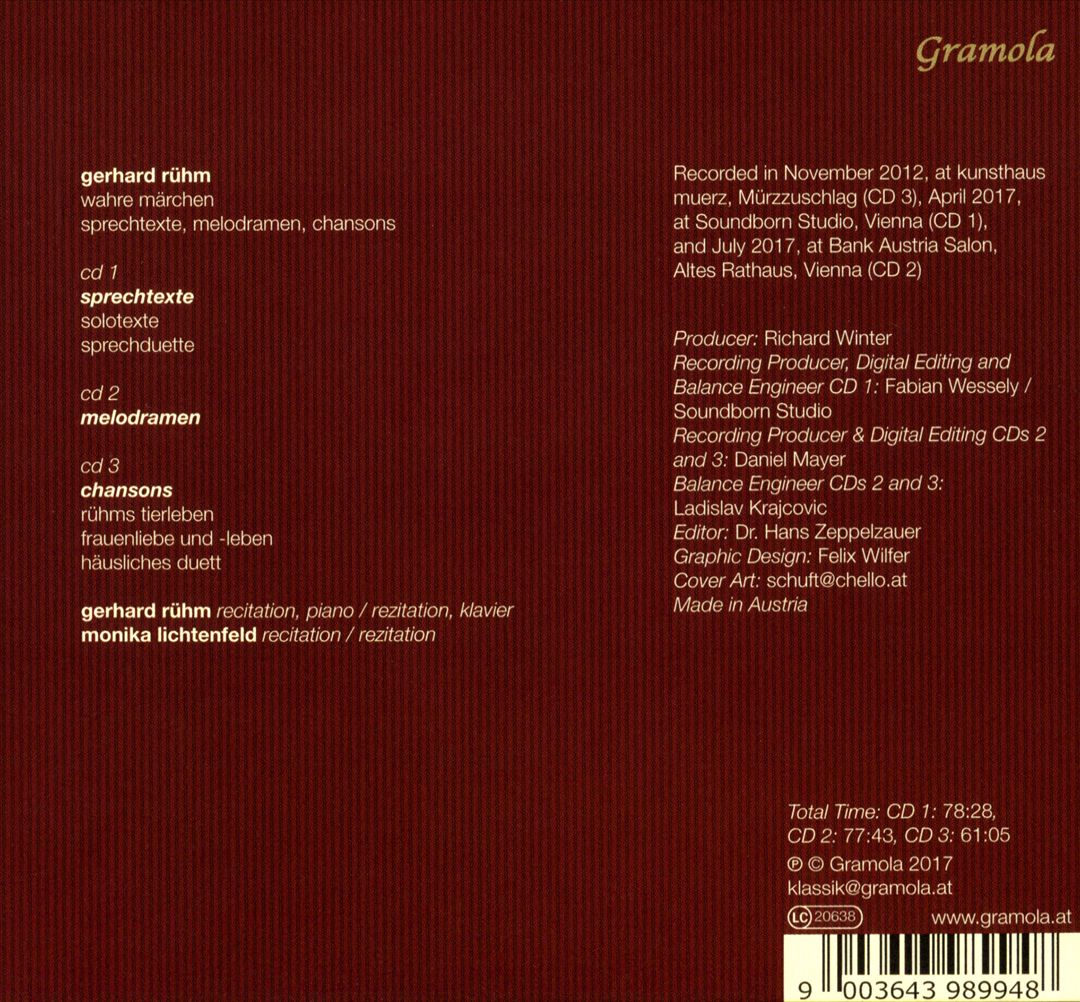 Gerhard Rühm: Sprechtexte; Melodramen; Chansons cover art