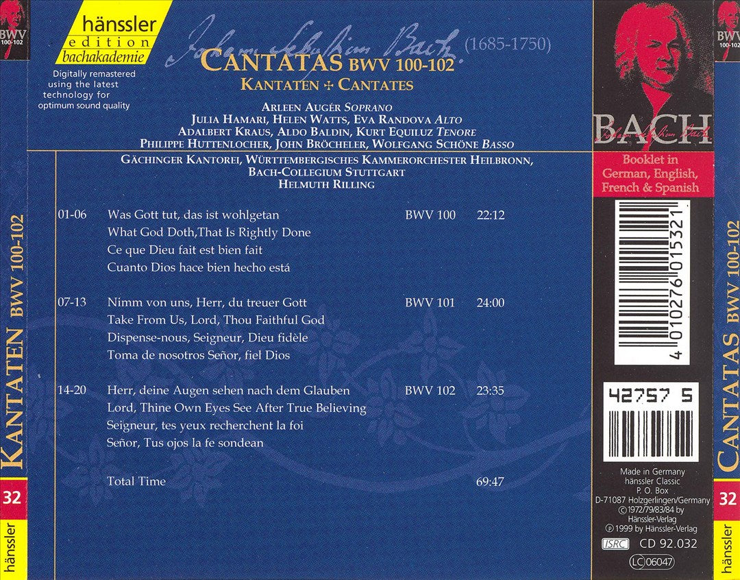 Bach: Cantatas, BWV 100-102 cover art