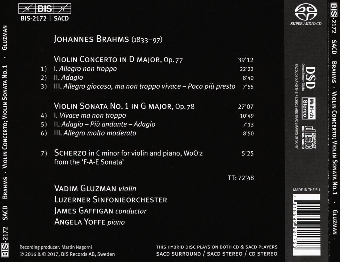 Brahms: Violin Concerto & Sonata No. 1 cover art