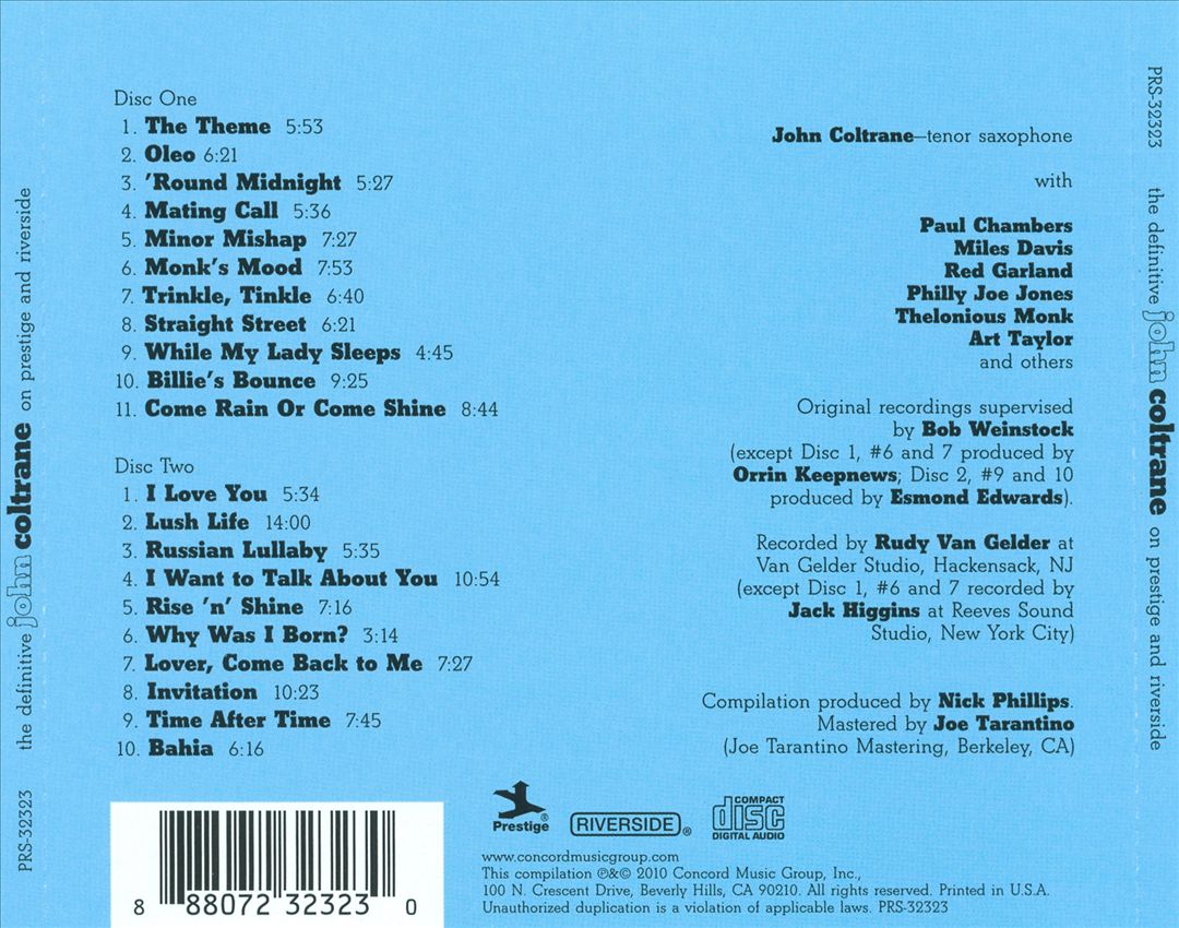 Definitive John Coltrane on Prestige and Riverside cover art