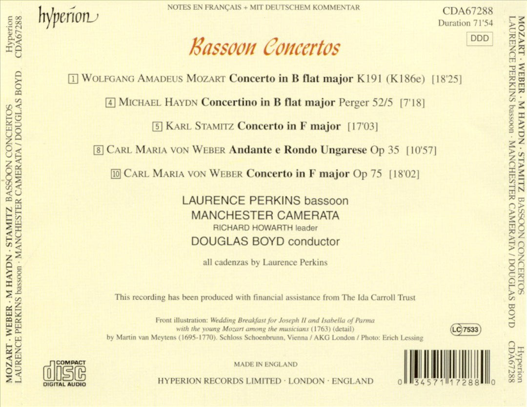 Bassoon Concertos: Mozart, Michael Haydn, Stamitz, Weber cover art