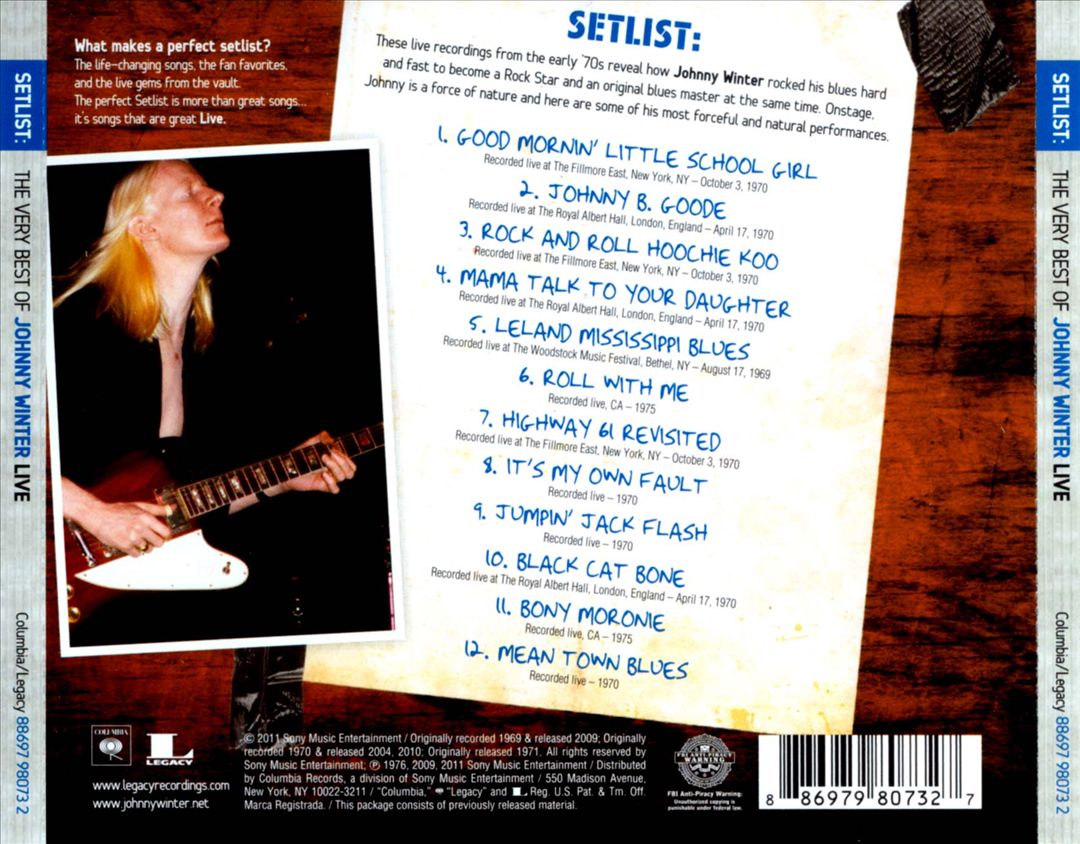 Setlist: The Very Best of Johnny Winter Live cover art