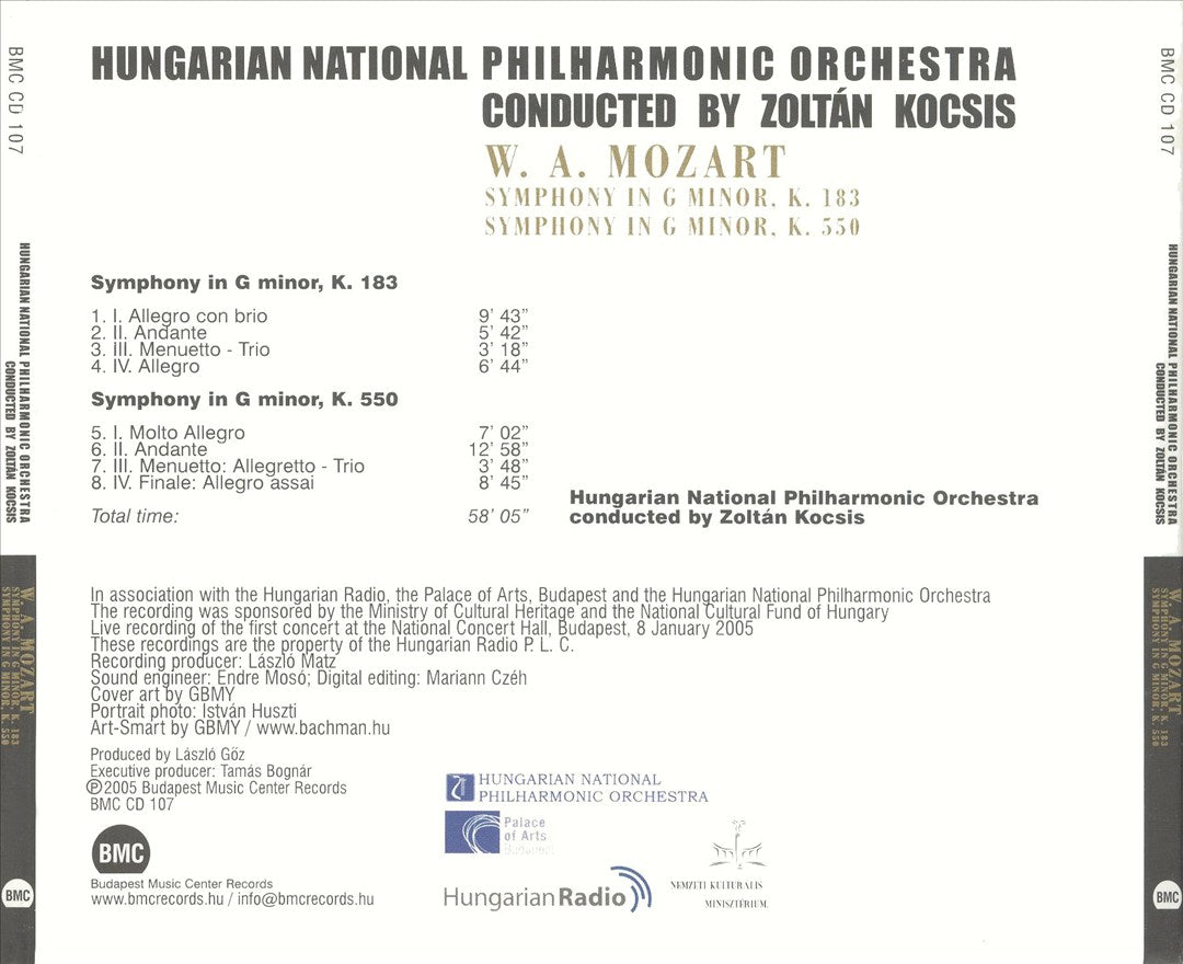 Mozart: Symphony in G minor K. 183; Symphony in G minor K. 550 cover art