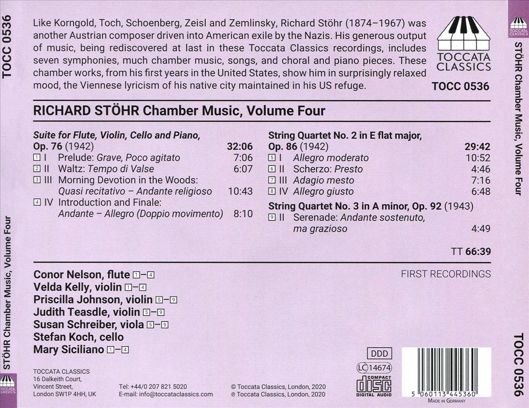 Richard Stöhr: Chamber Music, Vol. 4 cover art