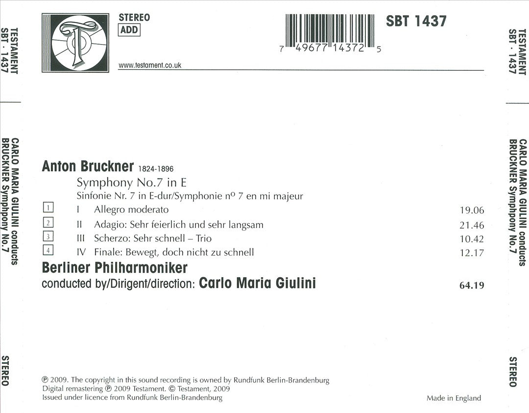 Bruckner: Symphony No. 7 cover art