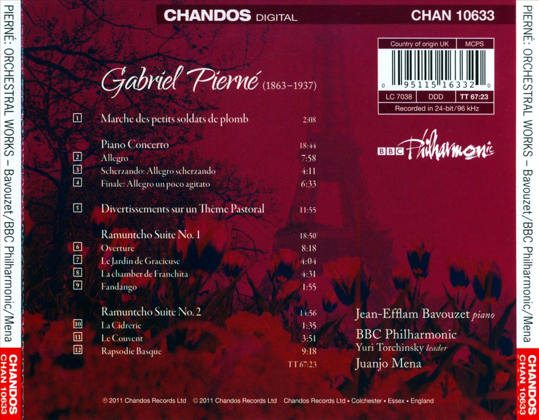 Pierné: Piano Concerto; Divertissments sur un Thème Pastoral; Suites form 'Ramuntcho' cover art