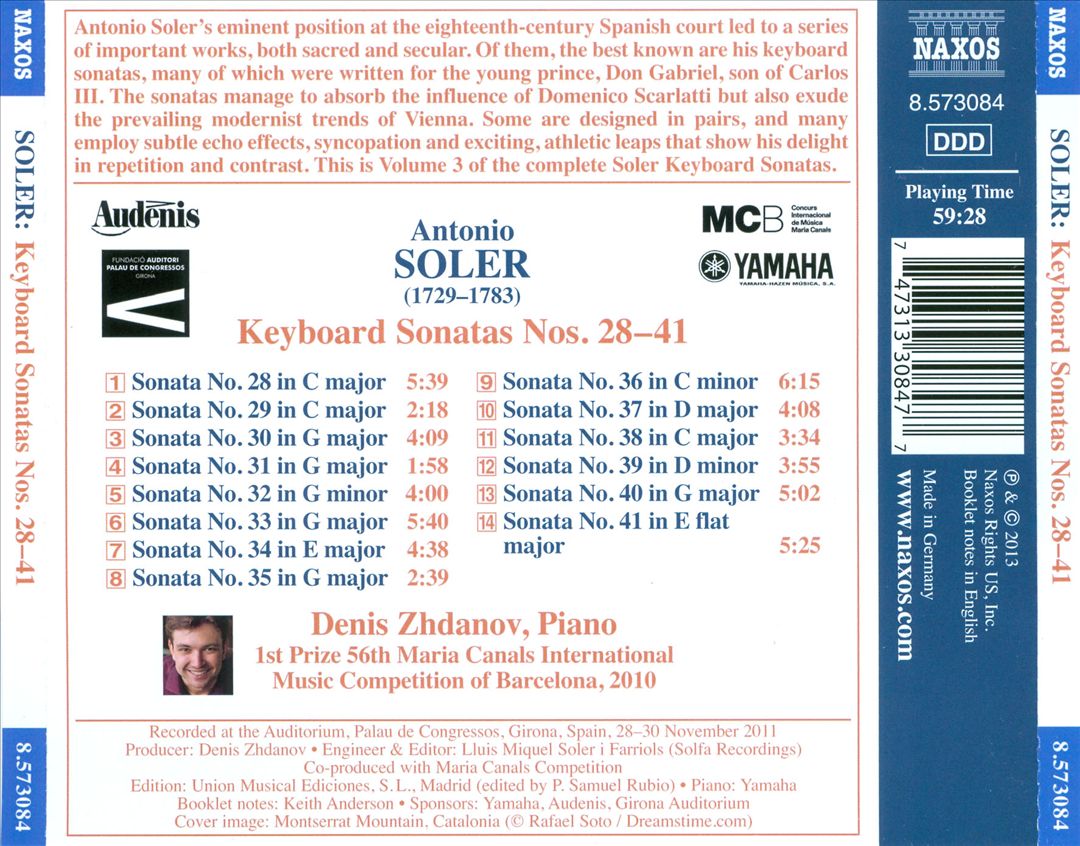 Antonio Soler: Keyboard Sonatas Nos. 28-41 cover art