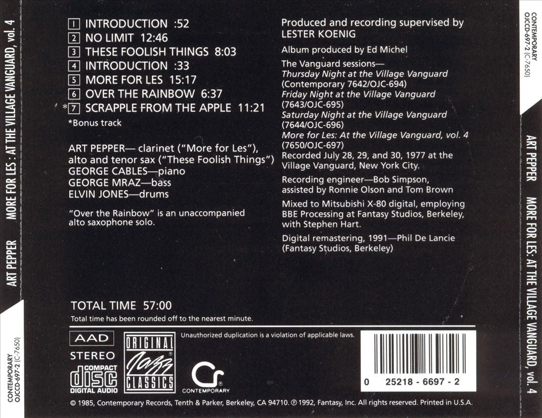 More for Les: At the Village Vanguard, Vol. 4 [7 Tracks] cover art