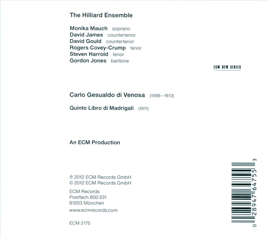 Carlo Gesualdo: Quinto Libro di Madrigali cover art