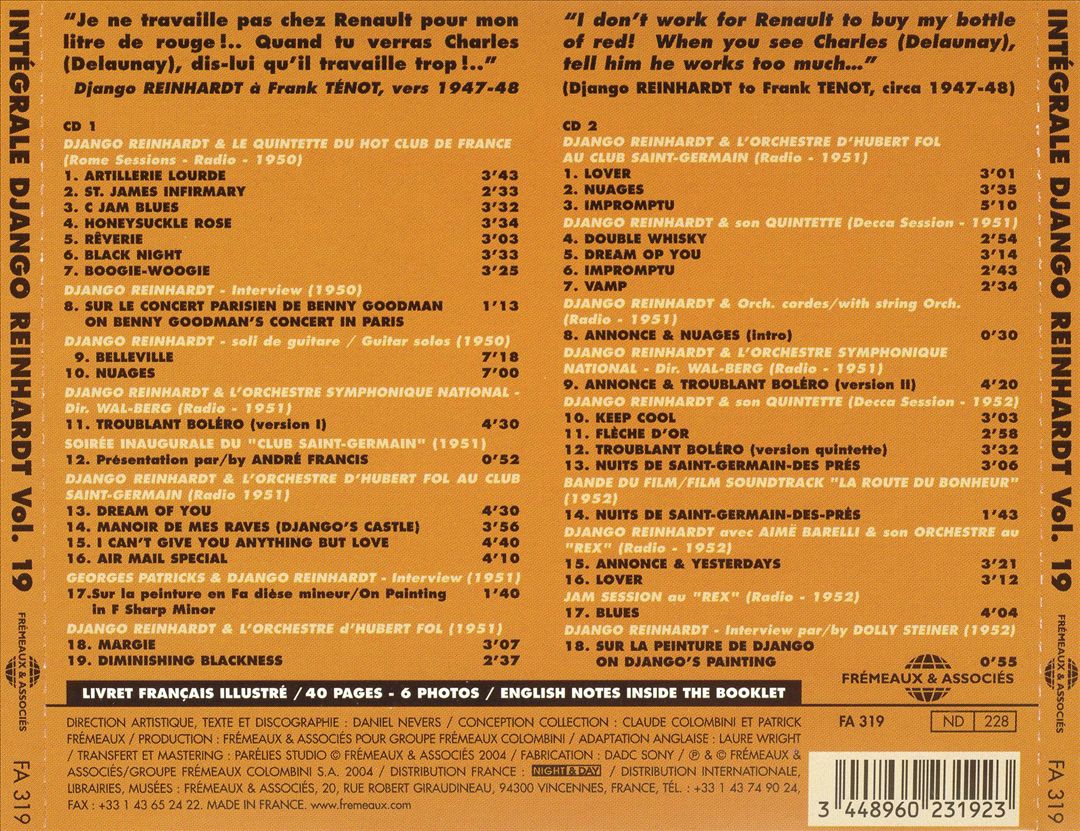 Intégrale Django Reinhardt, Vol. 19 (1950-1952): Troublant Boléro cover art