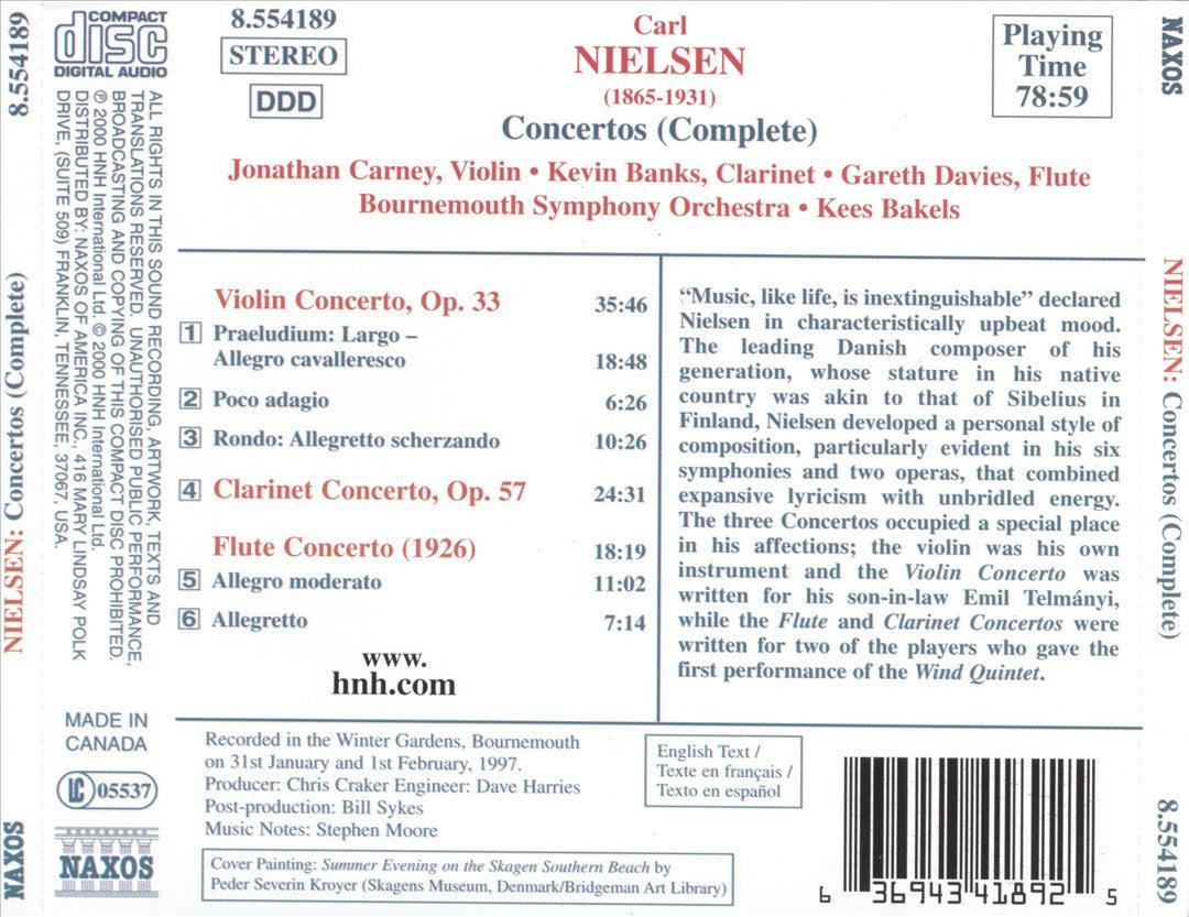 Nielsen: Violin Concerto; Clarinet Concerto; Flute Concerto cover art