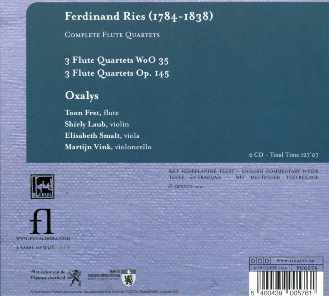 Ferdinand Ries: Complete Flute Quartets cover art