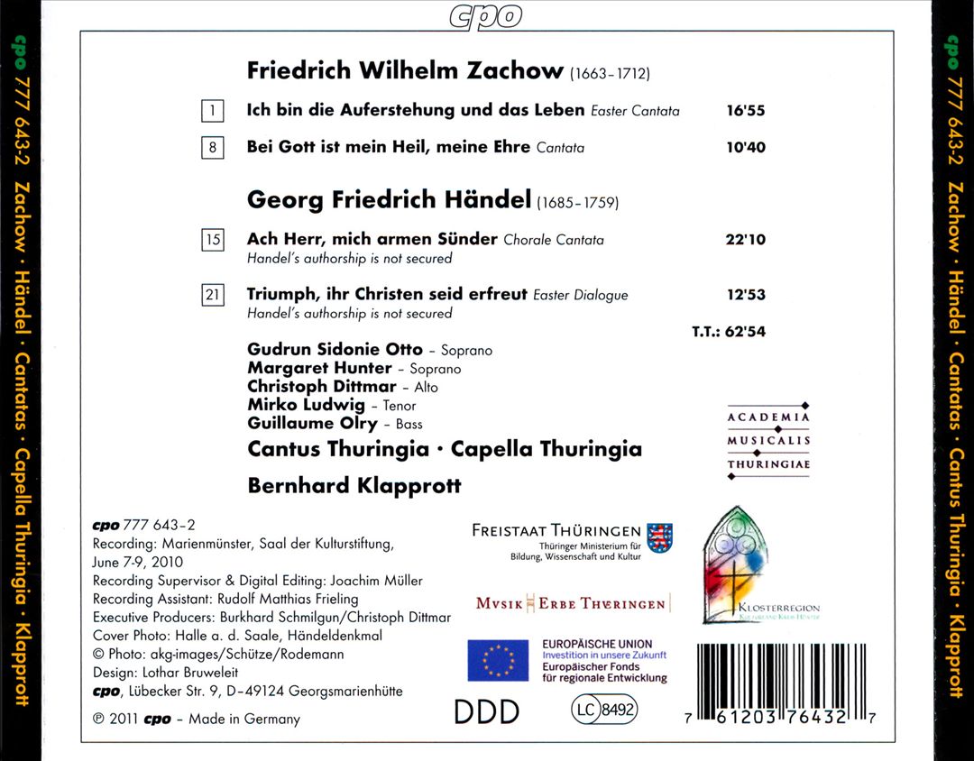 Zachow, Handel: Easter Cantatas cover art
