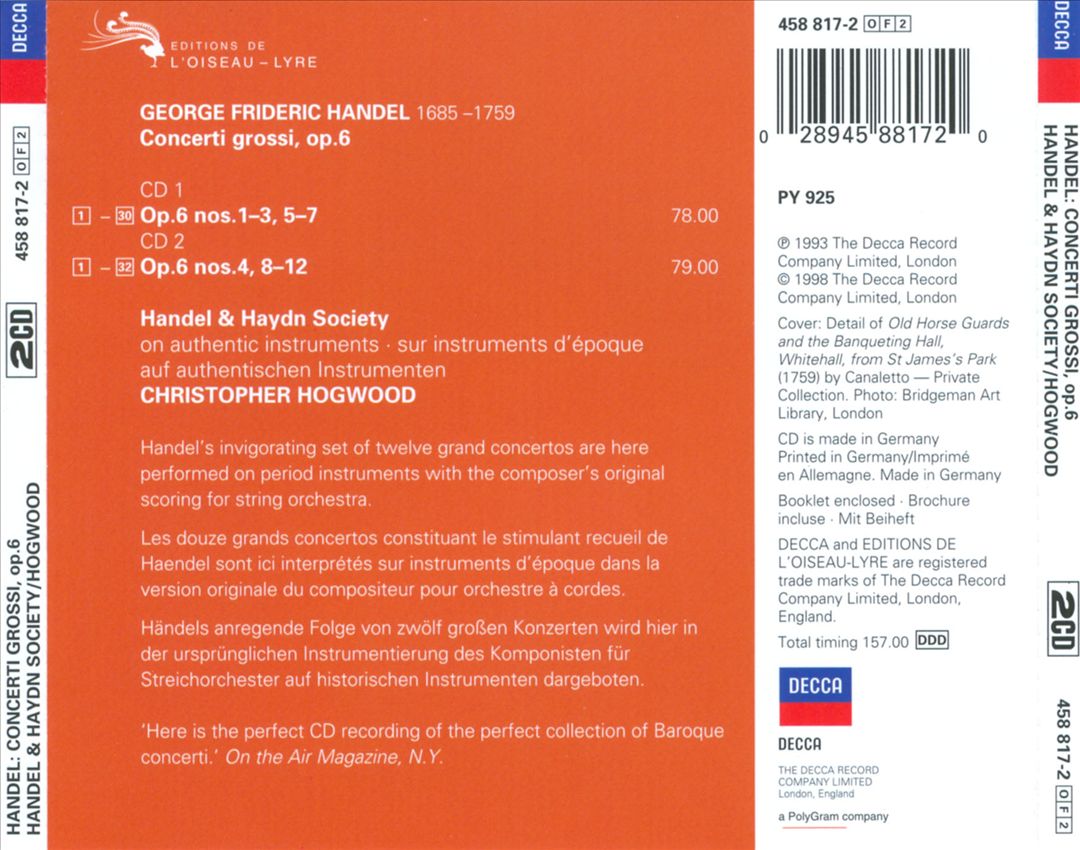 Handel: Concerti Grossi, Op. 6 cover art