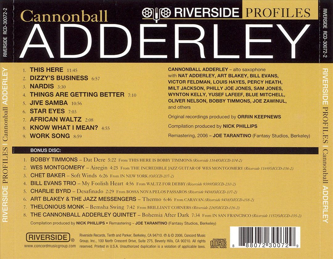 Riverside Profiles: Cannonball Adderley cover art