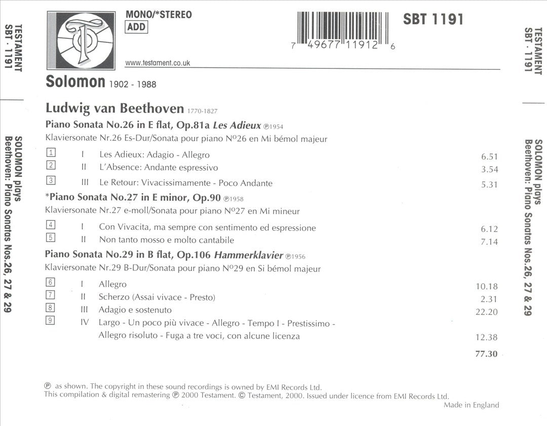 Beethoven: Piano Sonatas 26, 27 & 29 cover art