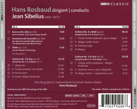 Sibelius: 3 Lieder; Sinfonien 2, 4 & 5 cover art