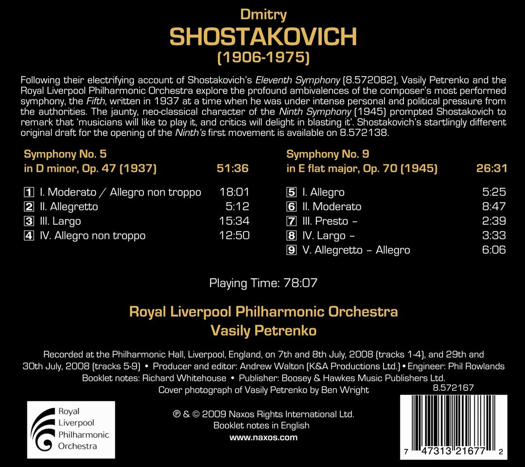 Shostakovich: Symphonies Nos. 5 and 9 cover art