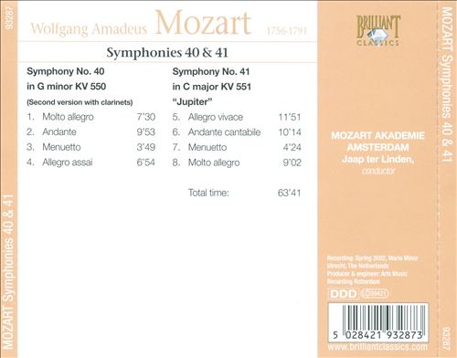 Mozart: Symphonies, KV 550 & 551 "Jupiter" cover art