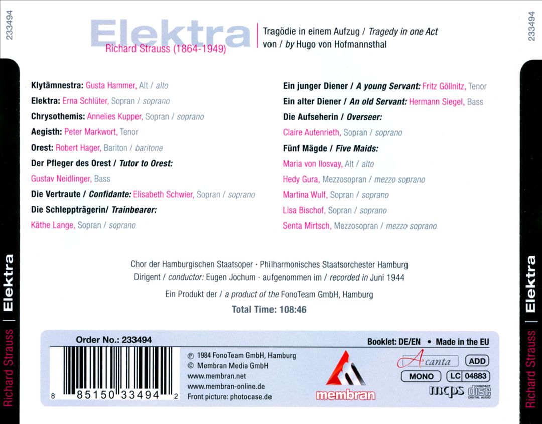 Strauss: Elektra cover art