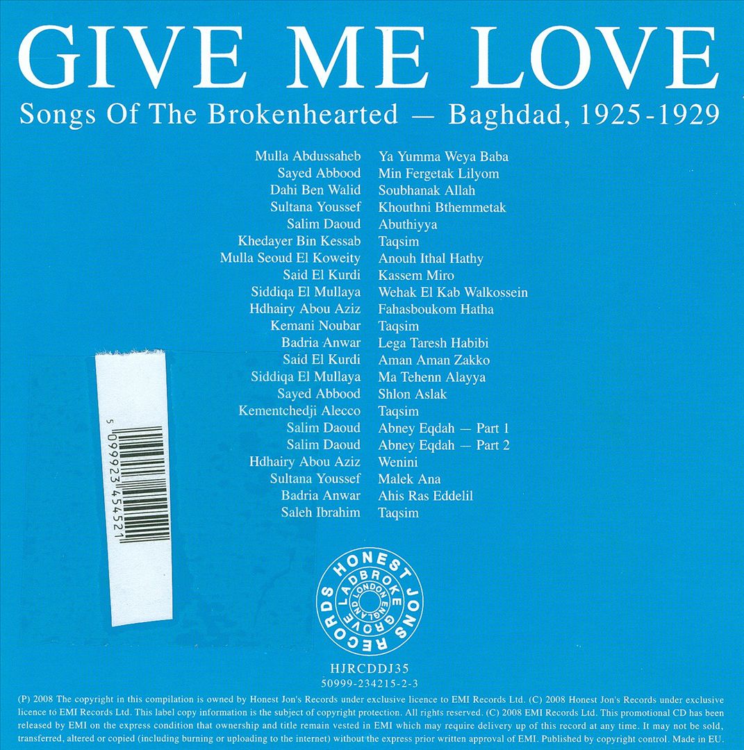 Give Me Love: Songs of the Brokenhearted - Baghdad, 1925-1929 cover art