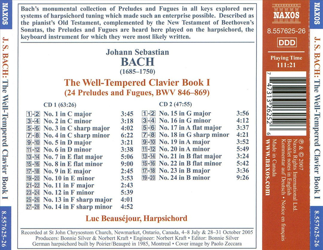 Bach: The Well-Tempered Clavier Book 1 cover art