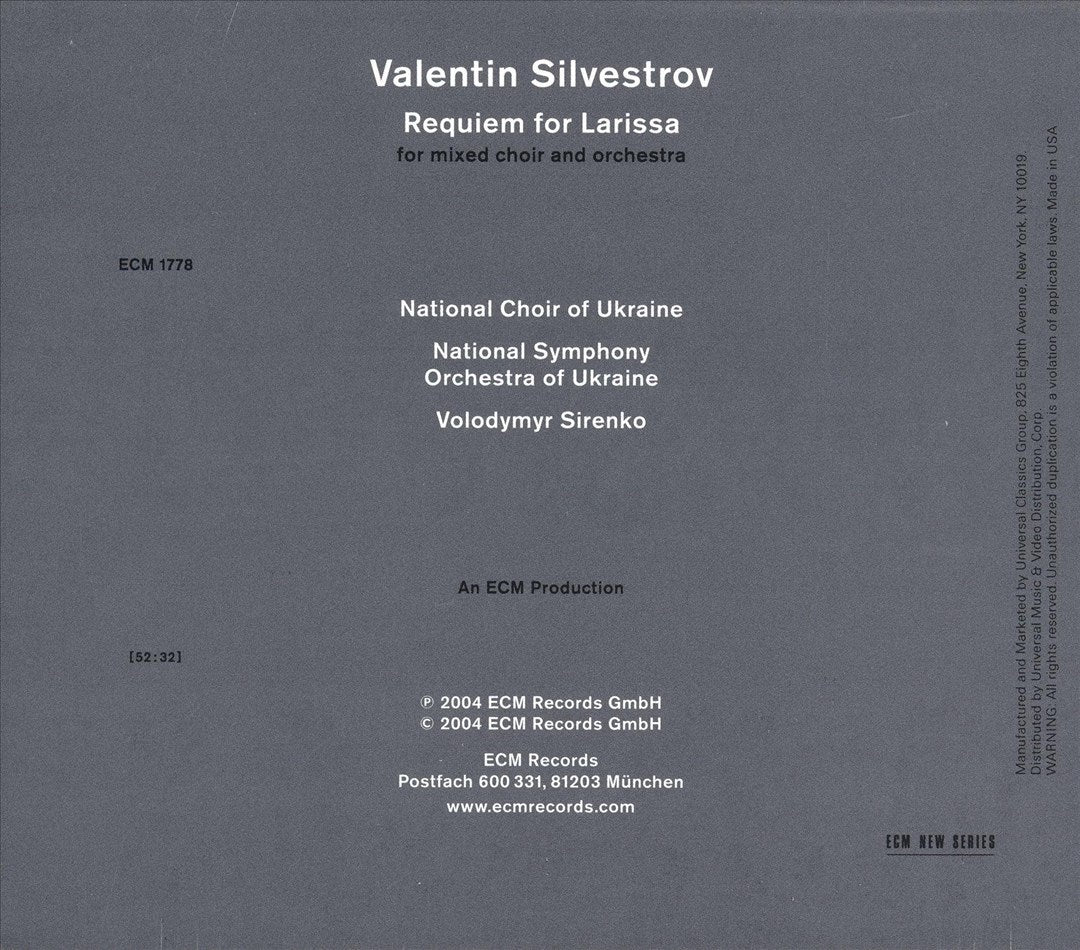 Valentin Silvestrov: Requiem for Larissa cover art