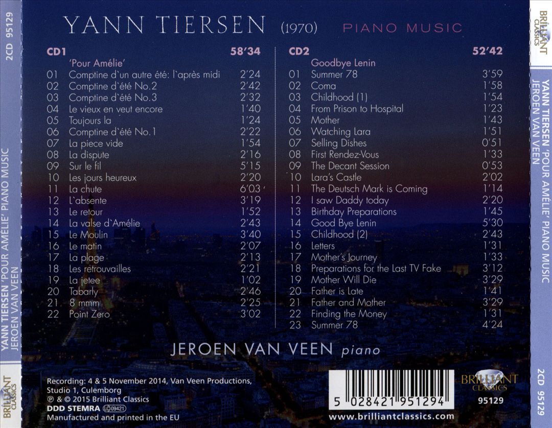 Tiersen: Pour Amélie - Piano Music cover art