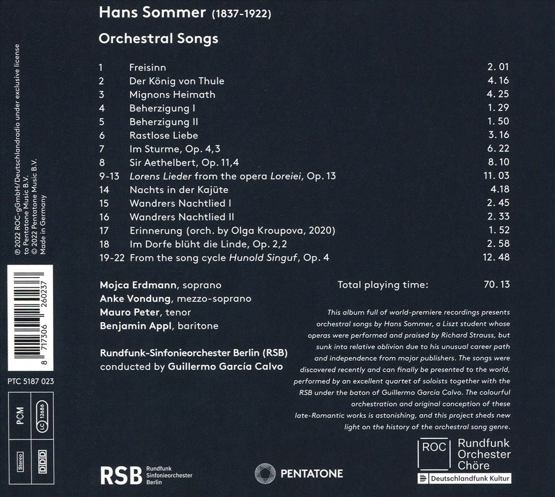 Hans Sommer: Orchestral Songs cover art